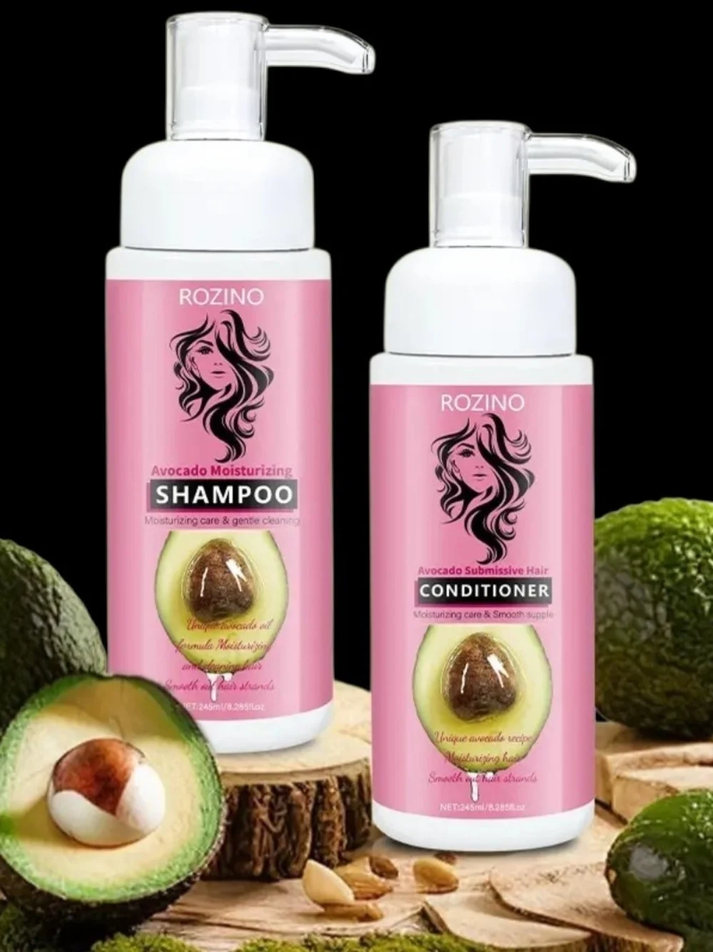 Avocado Moisturizing Shampoo & Conditioner Set - Pink